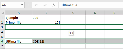 Excel: Wählen Sie die gewünschte Zeilenposition aus