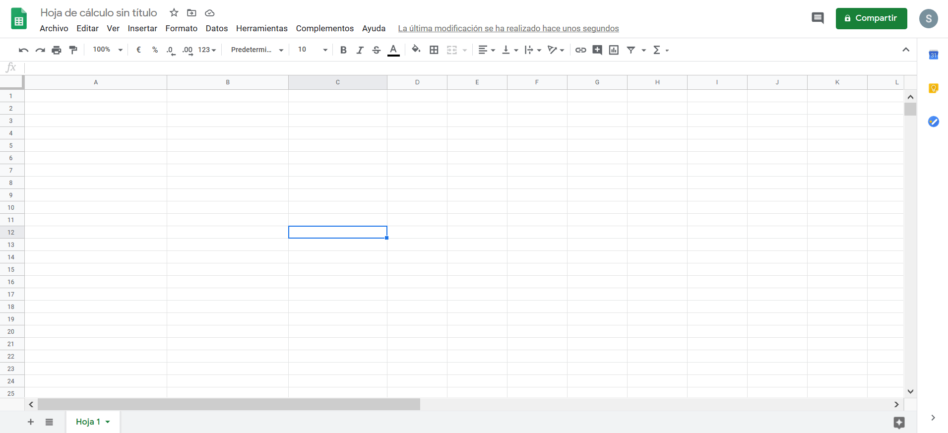 Google Sheets - Leeres Blatt 