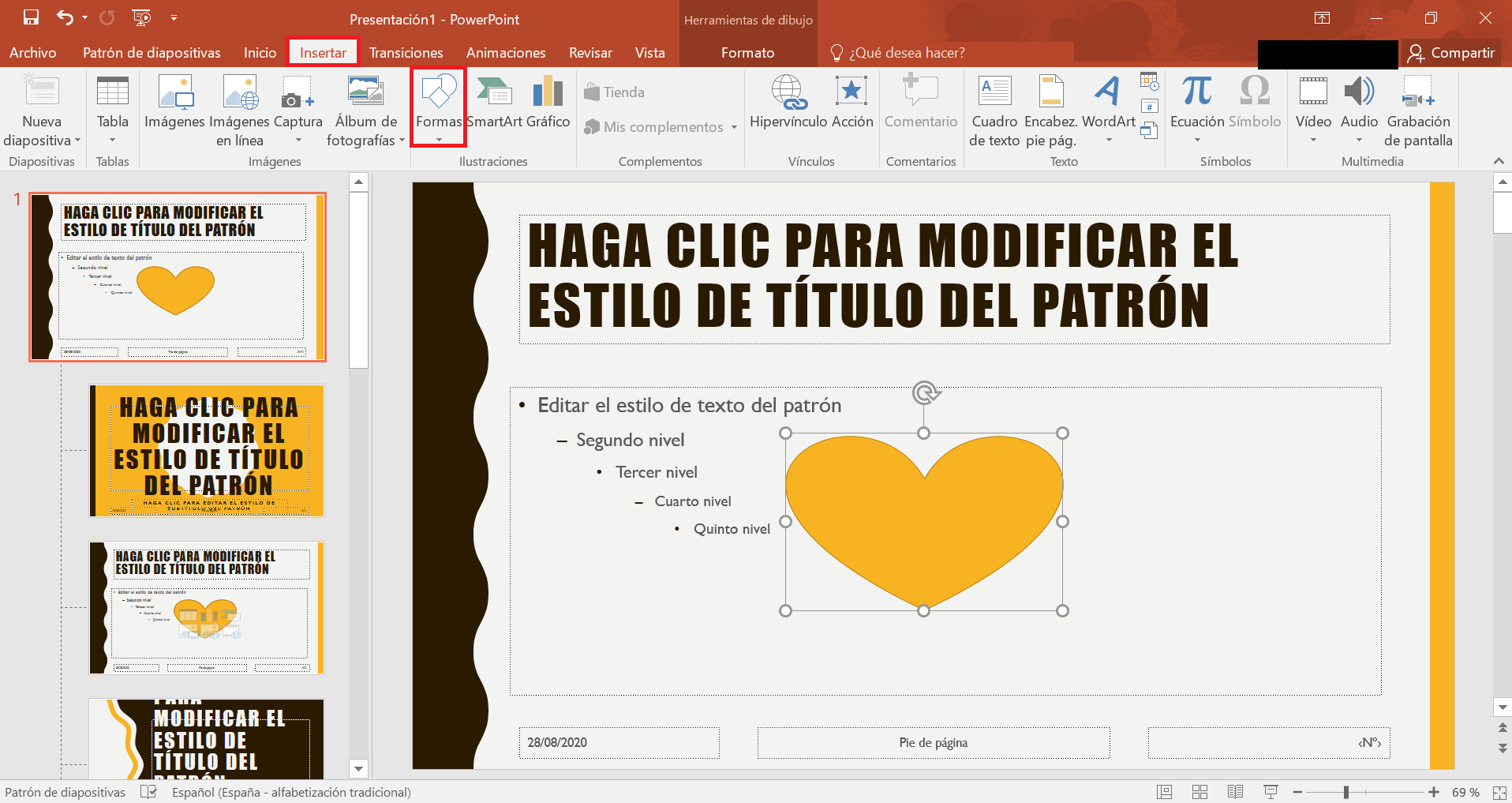 Master-Folie mit einem für PowerPoint 2019 eingefügten Symbol