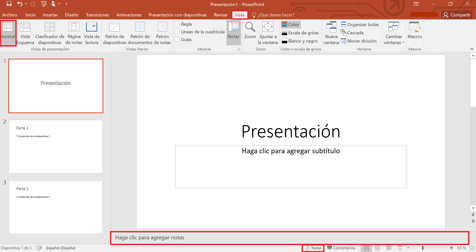 Sprechernotizen in PowerPoint: Feld zur Eingabe von Notizen.