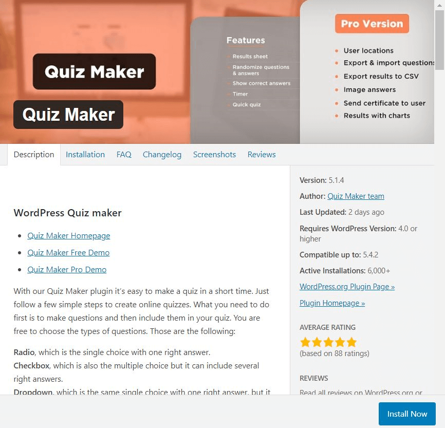 das WordPress Quiz Maker Quiz Plugin