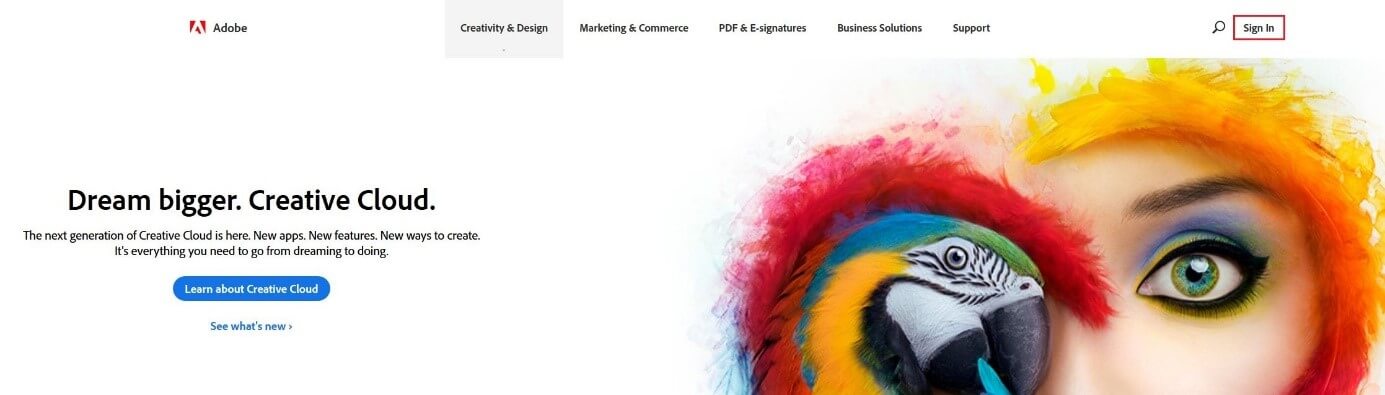 Adobe.com-Homepage