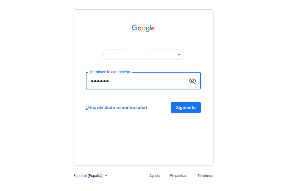 Google-Anmeldebereich