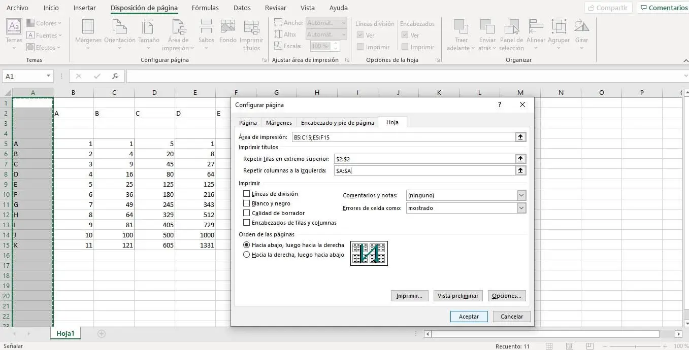 Legen Sie die Wiederholung von Zeilen und Spalten als Überschriften beim Drucken einer Excel-Tabelle fest.