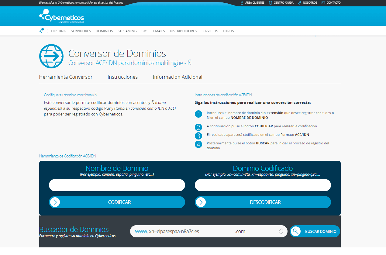 Screenshot des Cyberneticos Domain Converter