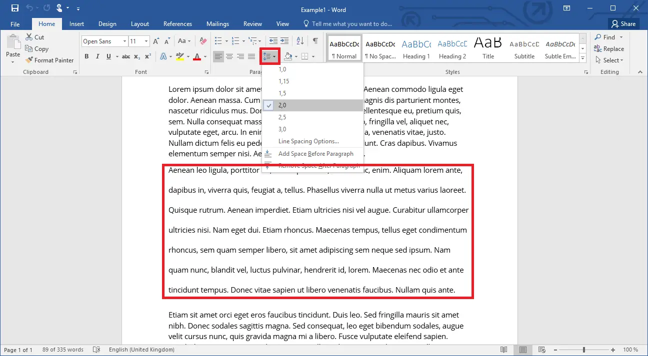 So ändern Sie den Zeilenabstand in Word