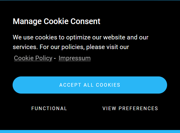 Complianz: Cookies Banner mit Optionen