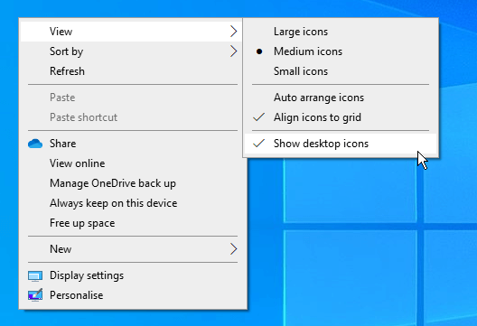 Kontextmenü für Windows 10-Desktopsymbole