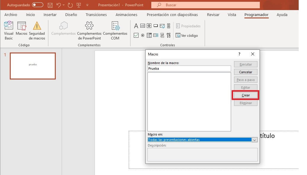 Erstellen Sie ein Makro in PowerPoint 2016