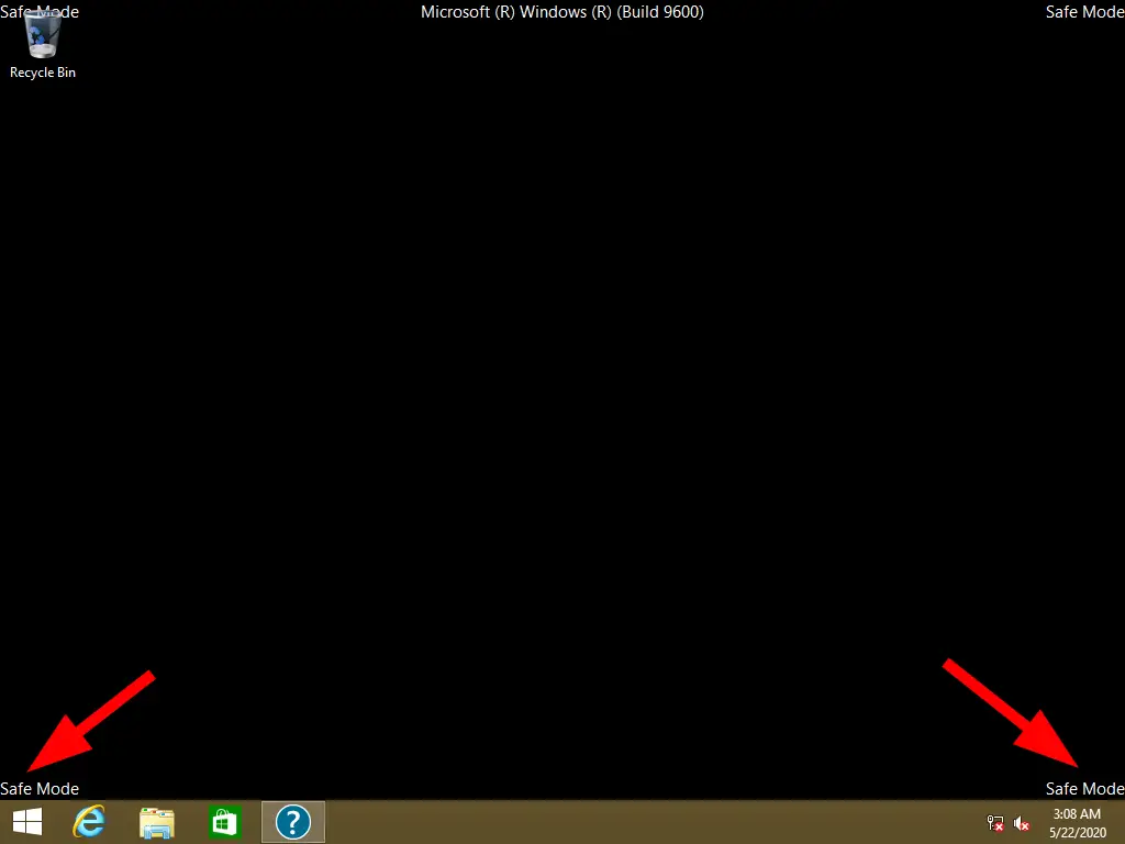Desktop-Oberfläche im abgesicherten Modus unter Windows 8