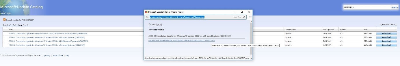 Suchergebnis im Microsoft Update-Katalog