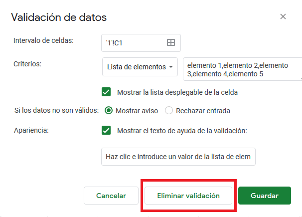 Google Sheets: Dropdown-Menü löschen