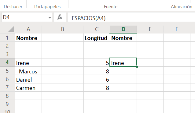 Excel: Mit der SPACES-Funktion können Sie überschüssige Zeichen entfernen 