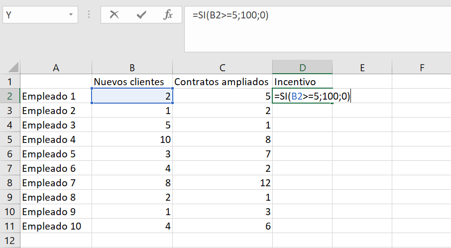 IF-Funktion in der Excel-Tabelle.