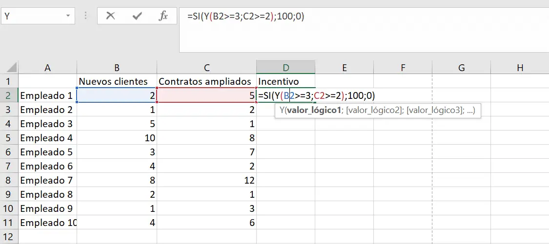 Kombination der SI- und Y-Funktionen in Excel.