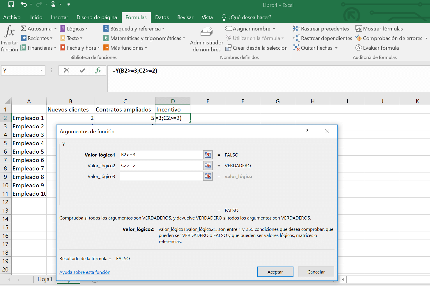 Y-Funktion in Excel: Dialogfeld "Funktionsargumente"