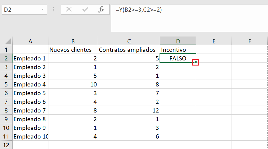 Y-Funktion in Excel: Ziehen Sie die Formel in mehrere Zellen.