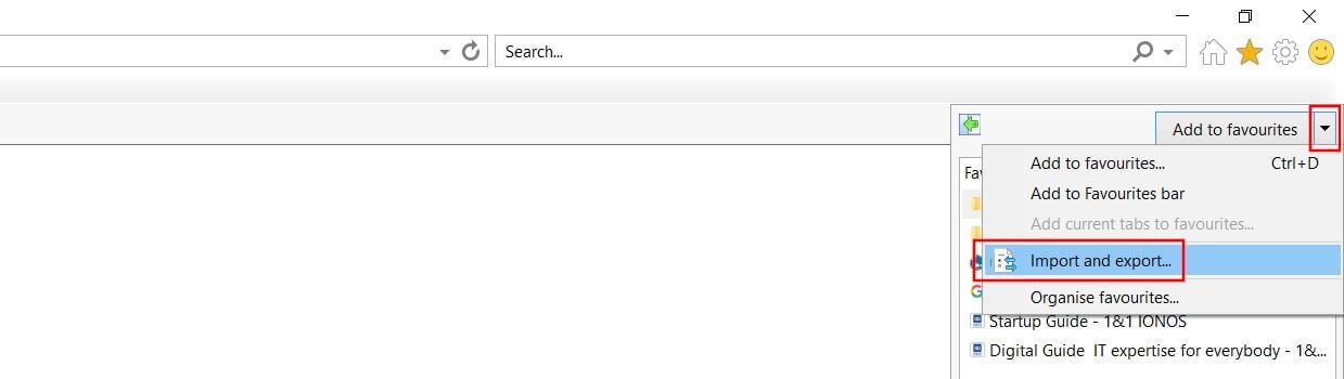 Menü "Favoriten": Internet Explorer 11