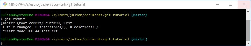 Git-Tutorial: Git Bash-Ausgabe nach Ausführung von? Git commit?