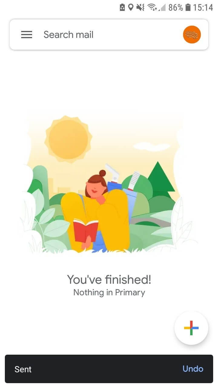 Google Mail-Anwendung für Android: Nachricht nach dem Senden einer E-Mail