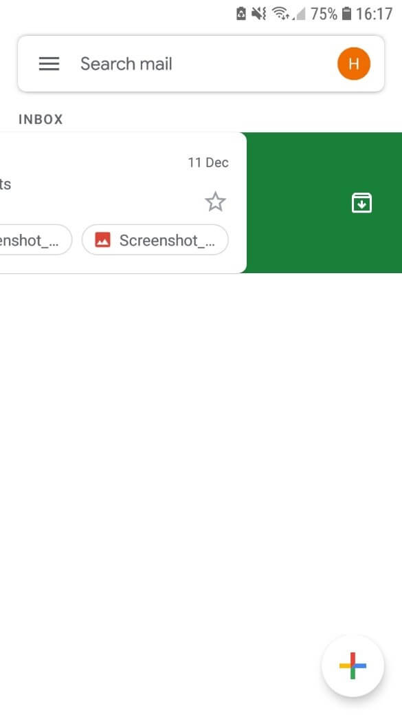 Google Mail-Benutzeroberfläche in der Android-Version