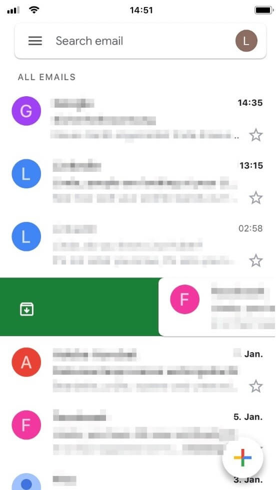 Google Mail-Benutzeroberfläche in der iPhone-Version