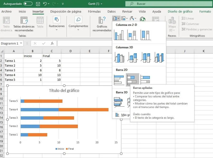 Balkendiagramm in Excel
