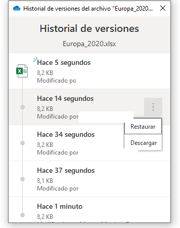 Versionsverlauf einer Excel-Datei in OneDrive