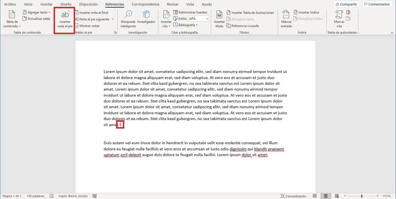 Fügen Sie eine Fußnote in Word 2019 ein