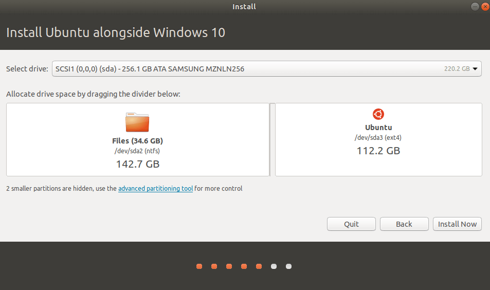 Starten Sie die Ubuntu-Installation mit? Jetzt installieren?