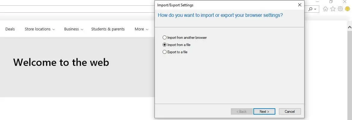 Internet Explorer 11: Import / Export-Einstellungen