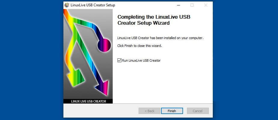 Abschluss der LinuxLive USB Creator-Installation