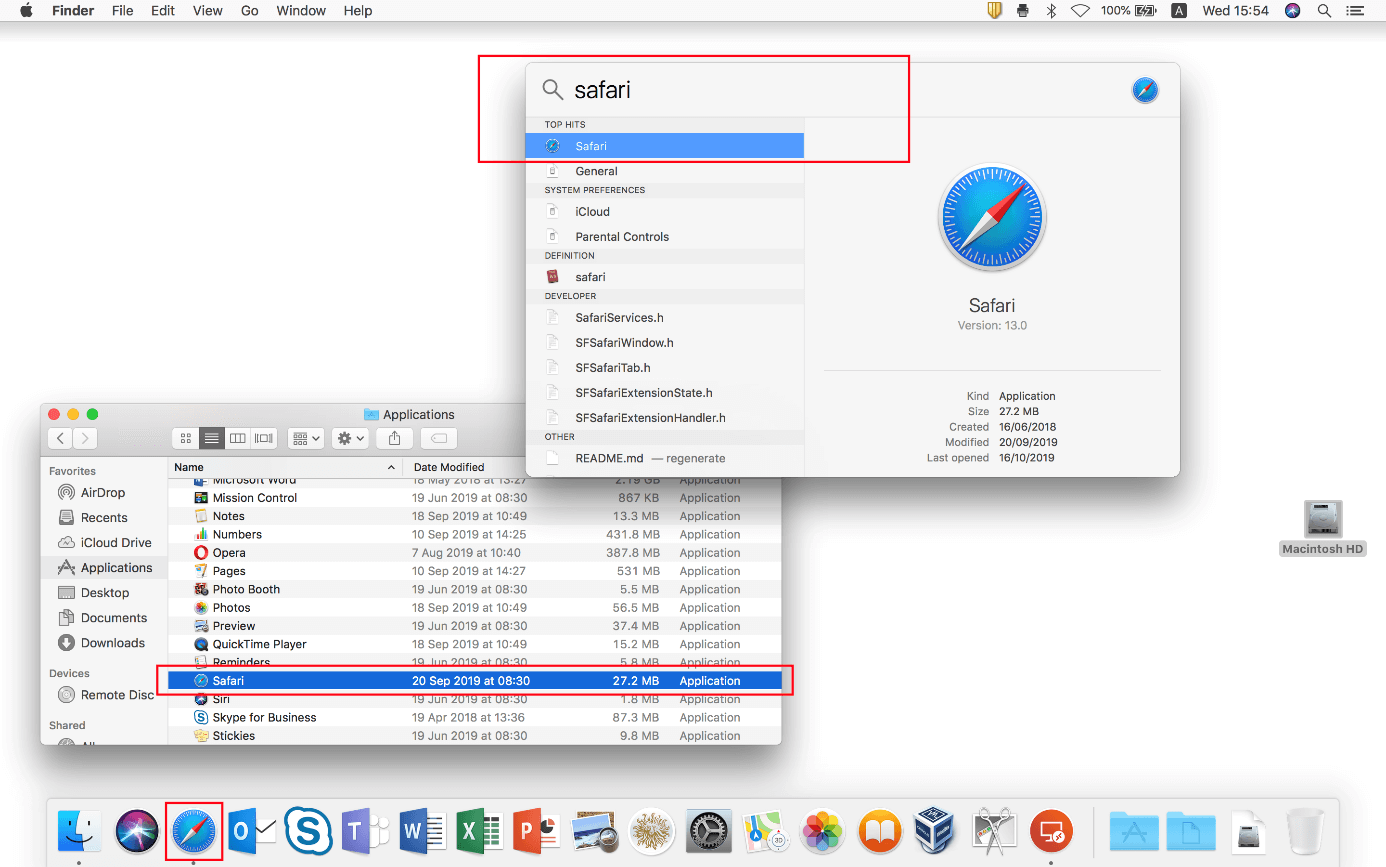 macOS: Safari-Symbol in der Menüleiste, Spotlight-Suche und Finder