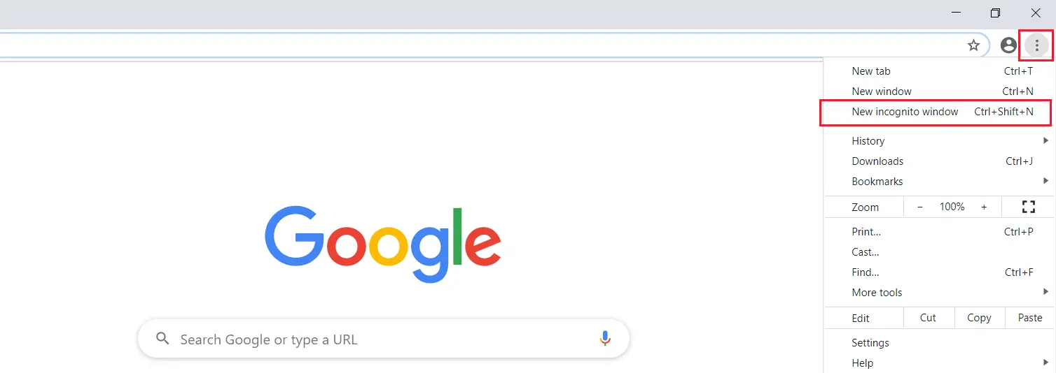 Symbol der drei Punkte zum Öffnen des Google Chrome-Menüs.