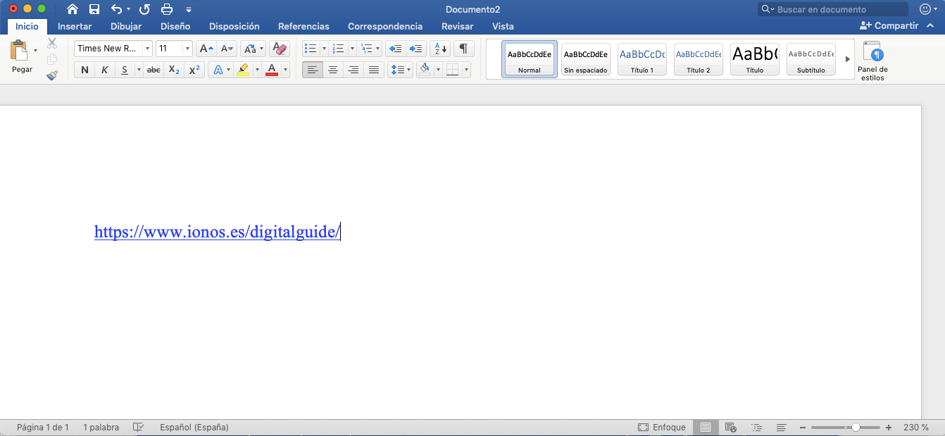 Microsoft Word: Hyperlink im Standardformat