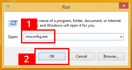 Befehl? Msconfig? im Windows 8-Dialogfeld "Ausführen"