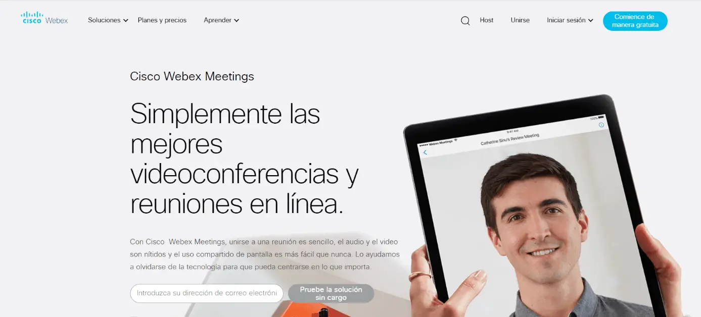 Website des Anbieters von Videotelephony-Anbietern von Cisco Webex Meetings