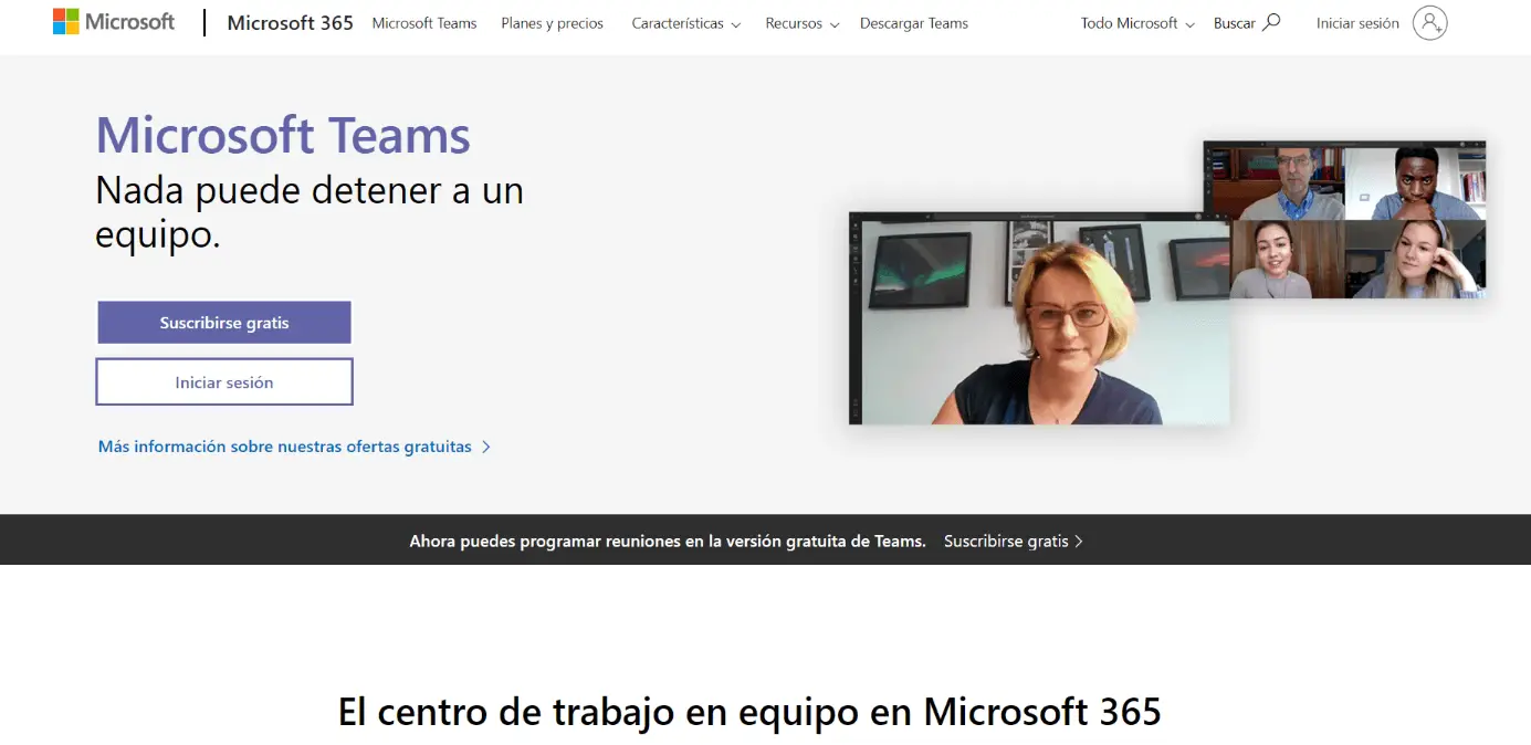 Website des Videotelephony-Anbieters von Microsoft Teams