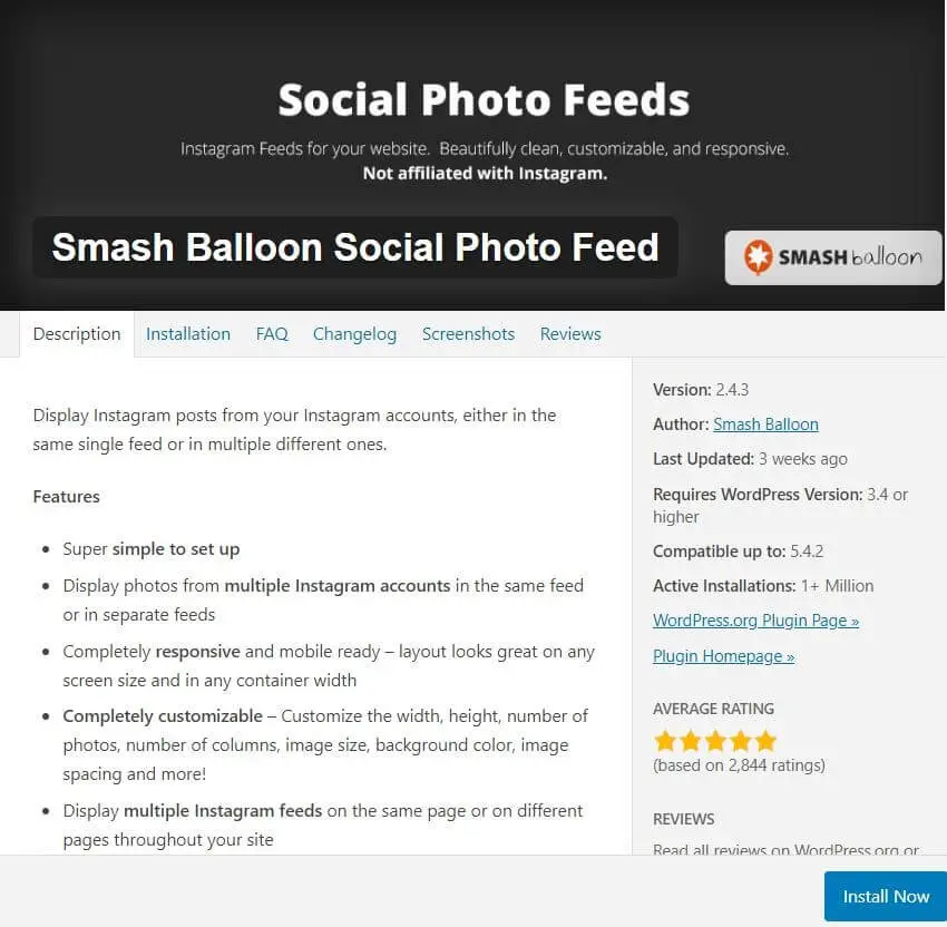 Instagram Smash Balloon Social Foto Feed Plugin