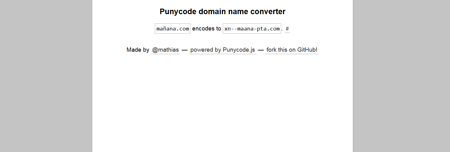 Punycode Konverter von Mathias Bynens basierend auf punycode.js
