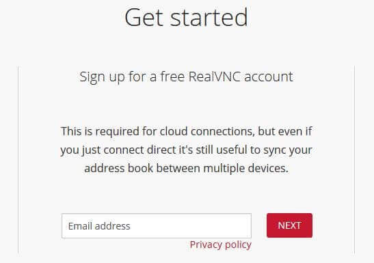 Erstellen Sie ein RealVNC-Konto