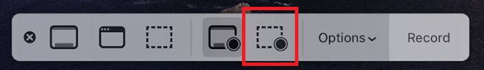 Symbol zum Aufzeichnen eines ausgewählten Teils des Mac-Bildschirms