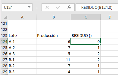 Excel: Restberechnung im Beispiel Produktionsmengen