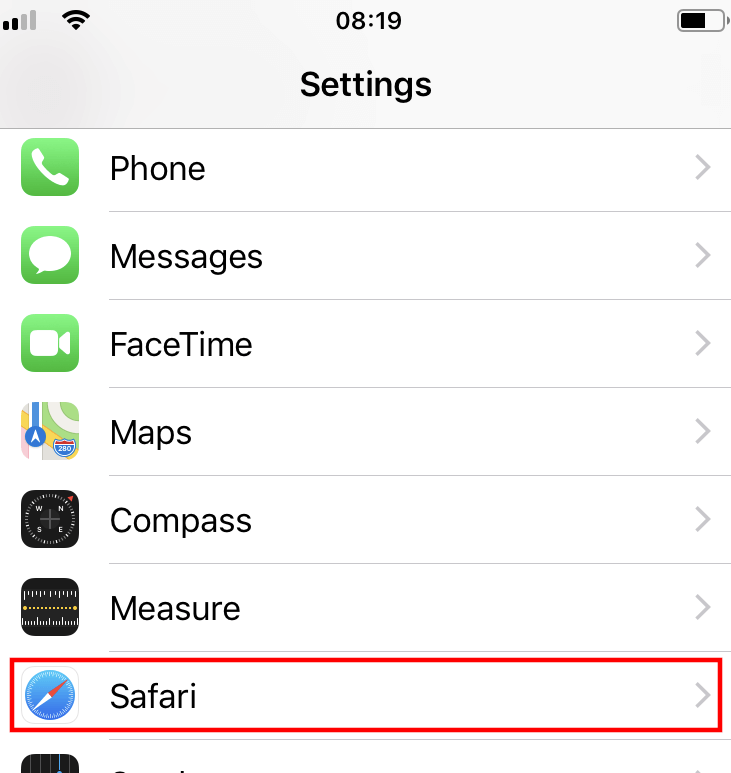 Safari-Option im iOS-Menü? Einstellungen?