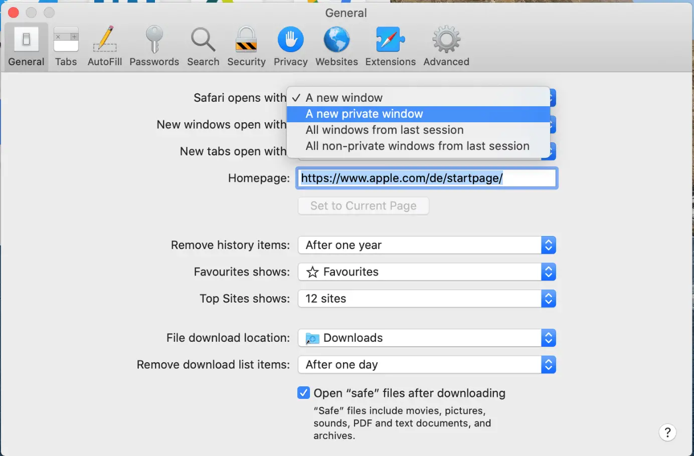 Legen Sie den privaten Browsermodus von Safari auf dem Mac als Standard fest