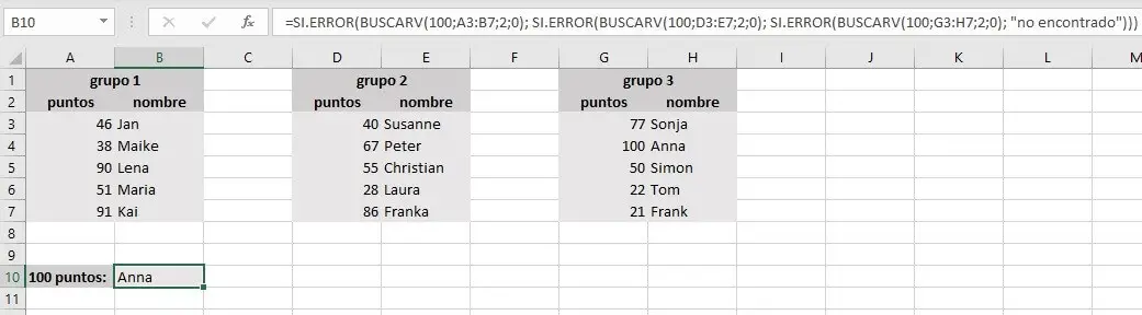 Kombination mehrerer VLOOKUP-Funktionen mit IFERROR