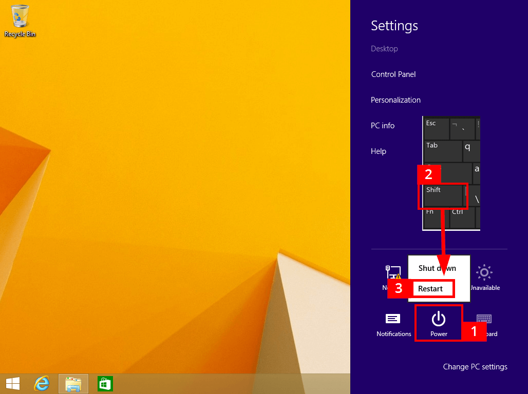 Starten Sie den abgesicherten Windows 8-Modus in der Charms-Leiste