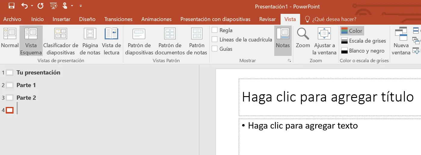 PowerPoint-Inhaltsverzeichnis - Gliederungsansicht
