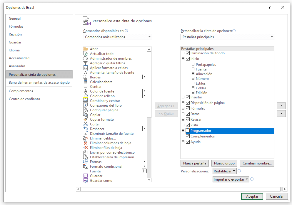 Optionsfenster, in dem die Funktionen von? Scheduler? Aktiviert werden können. in Excel
