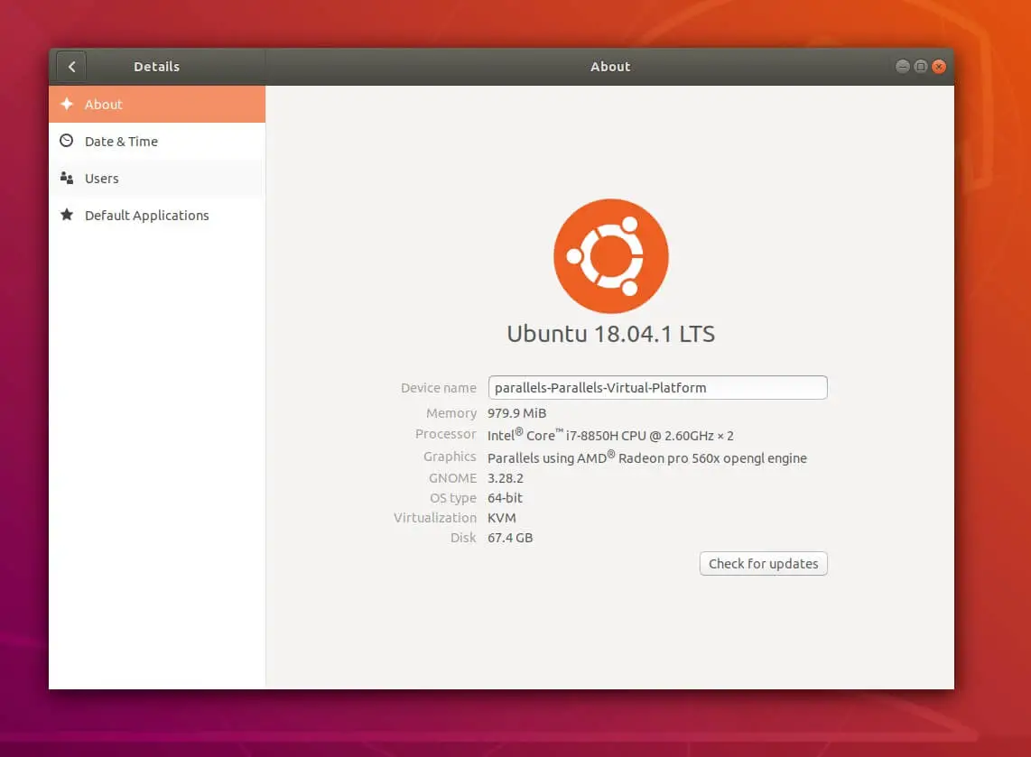 In den Systemeinstellungen wird die installierte Ubuntu-Version angezeigt